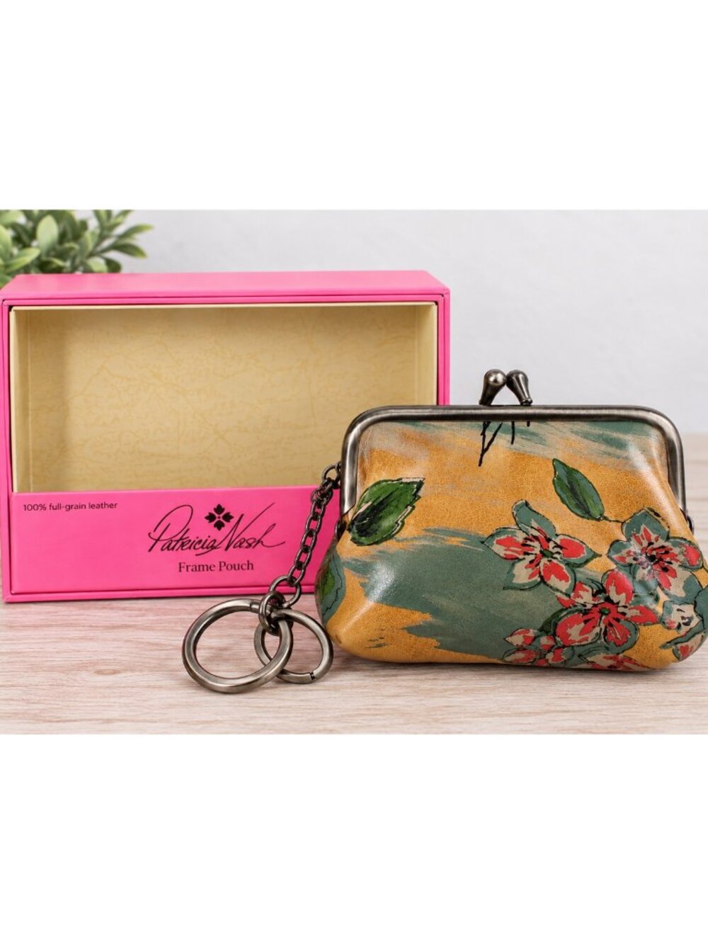 Patricia Nash Beautiful Girl Floral Leather Frame Pouch Coin Purse NWT Box